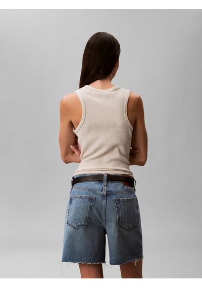 Calvin Klein Sl Monogram Patch Wa Bej Kadın Kolsuz Tişört