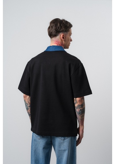 Respire Erkek Origin Nakışlı Polo Yaka Regular Fit T-shirt Siyah