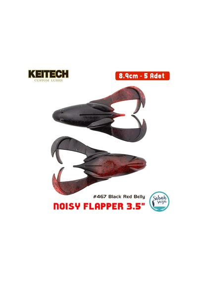 Keitech Noisy Flapper 8.9cm 3.5" 467 Black Red Belly Silikon Kurbağa