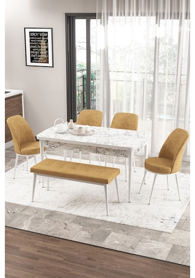 Canisa Concept Zen Serisi 80x132 Mdf Açılabilir Beyaz Mermer Desen Masa Takımı 4 Cappucino Sandalye Ve 1 Bench Masa Beyaz Mermer Sandalye Ve Bench Cappucino Canisa Concept Zen Serisi 80x132 Mdf Açılabilir Beyaz Mermer Desen Masa Takımı 4 Cappucino Sandalye Ve 1 Bench Masa Beyaz Mermer Sandalye Ve Bench Cappucino