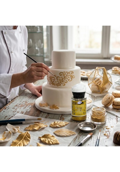 Dr. Gusto Sparkle Sıvı Metalik Boya Altın Gold Yenilebilir Pasta Ve Tatlı Dekor Boyası