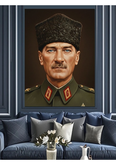 Ahşap Tablo Osmanlı Subayı Atatürk Askeri Portre Dekoratif Tablolar