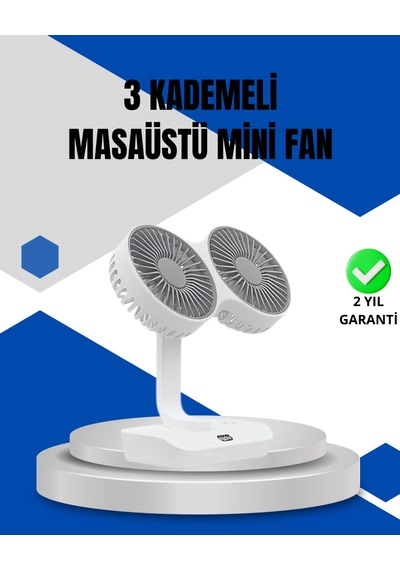Lvsqvr Ayarlanabilir Hızlı Çift Başlıklı Masaüstü Fan Gece Lambalı Serinletici
