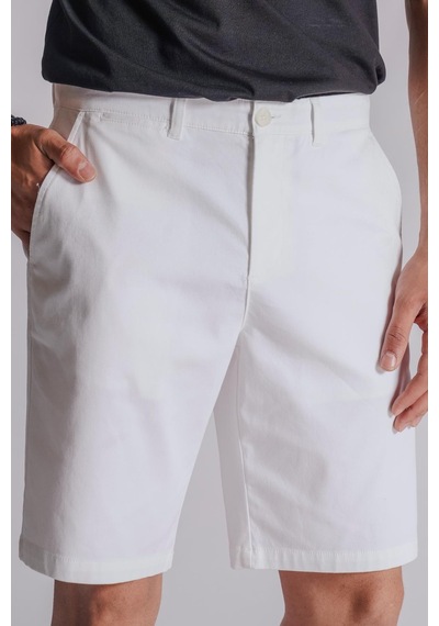 Braccas Erkek Yandan Cepli Klasik Bel Relaxed Fit Chino Şort Beyaz Beyaz