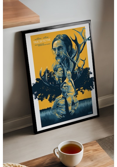 True Detective Siyah Ahşap Çerçeveli Poster, Film Duvar Tablosu