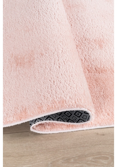 Vl Comfort Peluş Halı Gri Overloklu Pembe