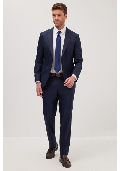Tudors Erkek Slim Fit Mono Yaka Koyu Lacivert Takım Elbise-41300 Koyu Lacivert