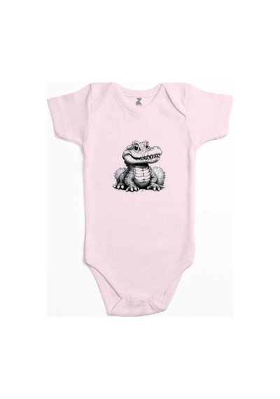 Zepplin Giyim Şirin Timsah Pembe Bebek Body Zıbın