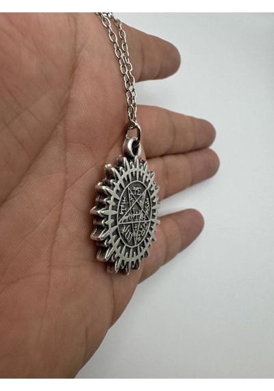 Pentagram Sembol Uçlu Kolye 60 Cm Zincirli, Zamak Kaplama Unisex Tasarım Çok renkli