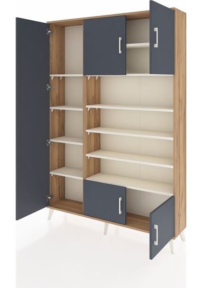 Arges Dolap 10 Raflı 5 Kapaklı 132x30x195 Çam-antrasit/aytaşı Çam Arges Dolap 10 Raflı 5 Kapaklı 132x30x195 Çam-antrasit/aytaşı Çam