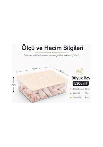 Derin Dondurucu Plastik Büyük Saklama Kabı Seti, 5300ml, Buzluk Düzenleyici Şeffaf Kap, Buzdolabı Gıda Erzak Kapa Diğer