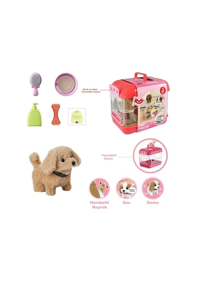 Jnd-6806 Hareketli Köpek Ve Işıklı Sesli Şeffaf Kafes Seti -vardem Oyuncak Standart