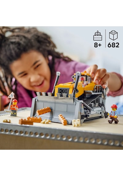 LEGO® City Sarı Buldozer 60466 - 8 Yaş ve Üzeri Çocuklar için İnşaat Sahası Temalı Yaratıcı Oyuncak Yapım Seti (682 Parça)