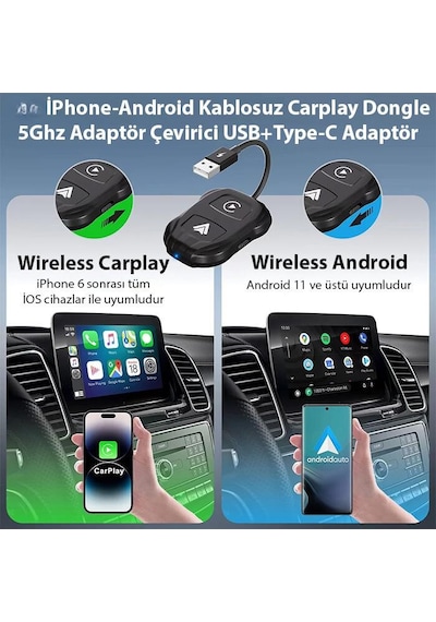 Coofbe Auto Car Play Ve Apple Uyumlu iOS Dönüştürücü Carplay Dongle Kablosuz Çevirici