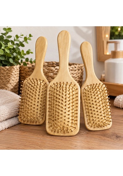 Özel Üretim Doğal Bakım Sağlıklı Kişisel Ahşap Bambu Saç Fırçası Tarak-25 Cm