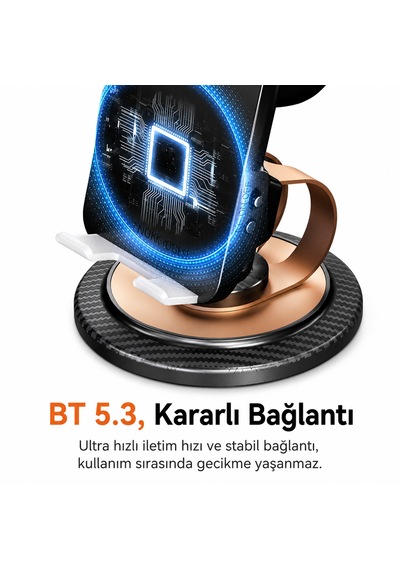 Bluetooth 5.3 Hoparlörlü & Bluetoothsuz Kullanımlı 360 Döner Telefon Tablet Tutucu Stand