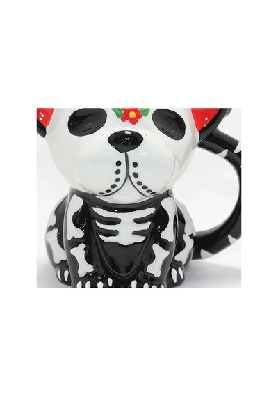 Day Of The Dead Köpek Figürlü 3d Kabartmalı Porselen Kupa Alk4896 Evimdeyokyok Çok Renkli