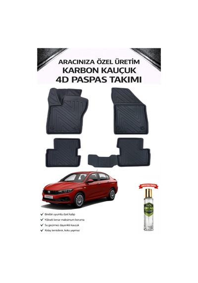 Fiat Egea 2022 Model Aracınıza Özel Karbon Kauçuk Paspas Takımı