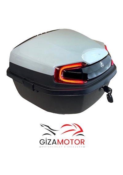 Işıklı + Sırt Dayamalı 33 Litre Motosiklet Çantası Açık Nardo Gri