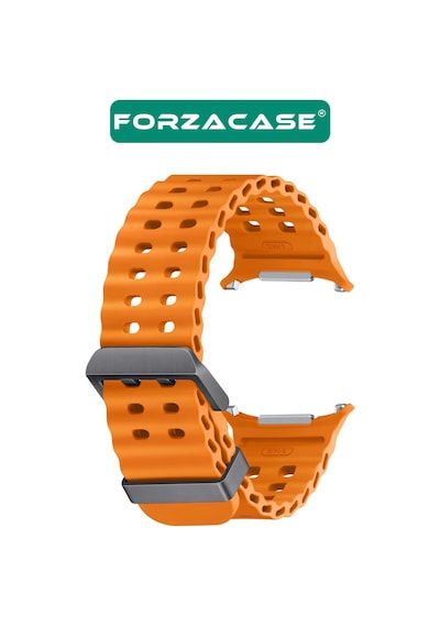 Forzacase Samsung Galaxy Watch 7 Ultra 47mm İle Uyumlu Delikli Oluklu Silikon Kordon Kayış - Fc863 Siyah