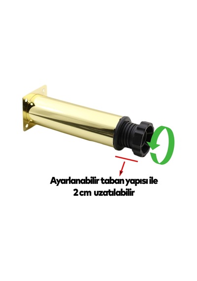 Lexroo Ayarlanabilir Mobilya Kanepe Baza Koltuk Metal Destek Yükseltici Ayağı 15 Cm Gold Ayakları 8