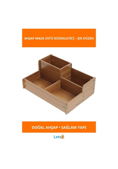 Doğal Ahşap Masa Üstü Düzenleyici Kutu 1 Adet