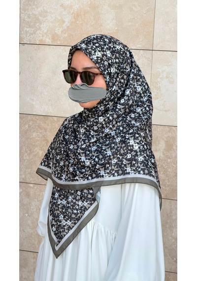Qalortex Scarf Meyra Desen B.boy Eşarp - Siyah