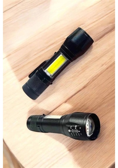 Buğz Şarjlı Metal Zoomlu El Feneri Işıldak Led Işık Taşınabilir El Lambası
