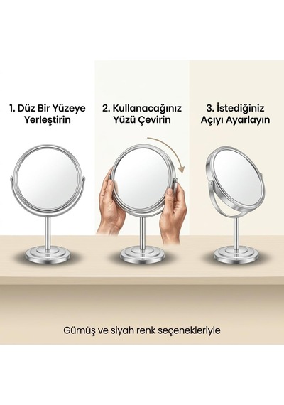 Lexroo Ayaklı Çift Taraflı Makyaj Aynası, Normal Ve Büyüteçli Yüz Diğer