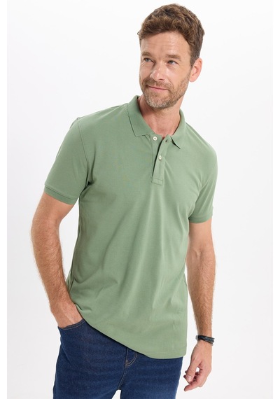 Tudors Erkek Slim Fit Dar Kesim Premium Seri %100 Pamuk Yumuşak Dokulu Merserize Yeşil Polo Yaka Tişört-50941