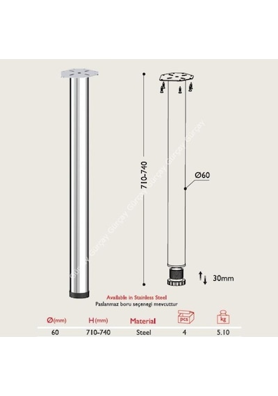 Gürçayhırdavat Gürçay Metal Masa Ayağı 4 Adet Siyah (541050781) Siyah