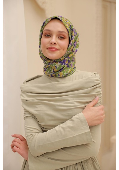 Silk Home Soft Eşarp 73081-32 Taş, Mor, Yeşil, Asit, Su Yeşili