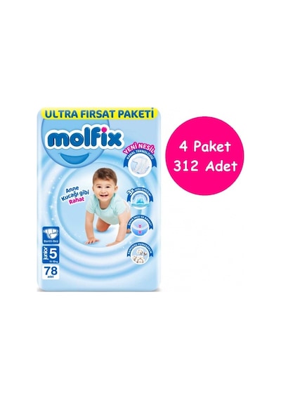 Molfix Bebek Bezi 5 Beden Junior 312'li 4'lü