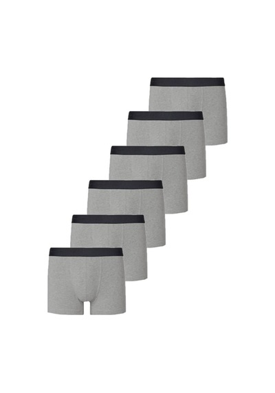 Nacar Store Erkek Boxer Pamuklu Likralı 6'lı Paket Gri