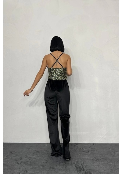 Defymoda Gold Askılı Degaje Bluz Gold