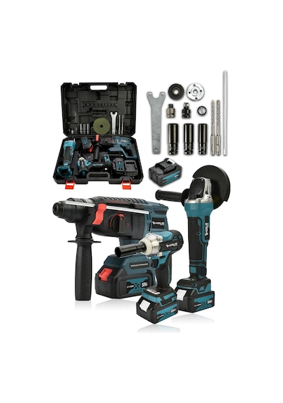 Assur Plus 3 Lü Set Şarjlı Matkap Hilti 2-26mm Torklu Vidalama Somun Sıkma Şarjlı Taşlama 125mm-1094