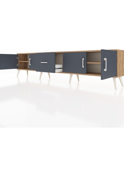 Arges Tv Ünitesi 2 Raflı Tek Çekmeceli 4 Kapaklı 220x30x51 Çam-antrasit Antrasit - Atlas Çam Arges Tv Ünitesi 2 Raflı Tek Çekmeceli 4 Kapaklı 220x30x51 Çam-antrasit Antrasit - Atlas Çam