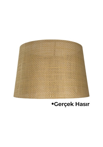 Doğal Rattan Hasır Ahşap Lambader Ahşap