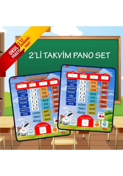 2 Set - 86 Parça Tox Takvimi Öğreniyorum Keçe Duvar Panoları . Eğ