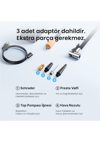 Vention Taşınabilir Bataryalı Ve Çok Fonkisiyonlu Oto Hava Pompası Siyah