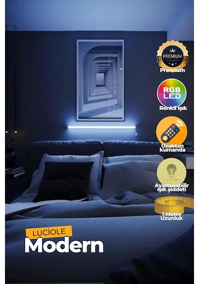 Led Abajur Aplik Gece Lambası Rgb Lambader 16 Renkli Uzaktan Kumandalı Işık 4 Animasyonlu Diğer