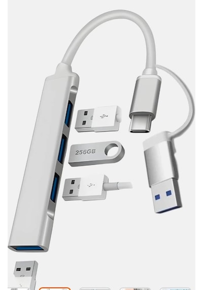 Usb 3.0 Hub, 4 Portlu Alüminyum Usb Çoklayıcı, Çift Giriş