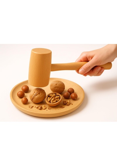 Proalet Ahşap Tokmak, El Yapımı Doğal Ağaç, Marangozluk Tokmağı, Gemicilik El Aleti, Mutfak, Kuruyemiş Ve Zanaat İçin, Ergonomik Saplı, Tahta, Dayanıklı Yapı