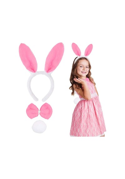 Kenpazar Pembe Tavşan Kostüm Seti Taç, Papyon, Ponpon 12 Li Paket
