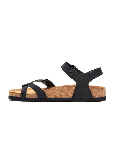 Comfortfusse Gabriella - Kadın Ortopedik Hakiki Deri Sandalet Siyah Nubuk Deri