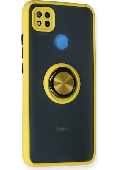Ilkeshop Newface Xiaomi Redmi 9c Kılıf Montreal Yüzüklü Silikon Kapak - Sarı