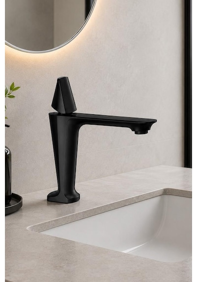 Vıta Kısa Lavabo Bataryası Mat Sıyah Mat Siyah