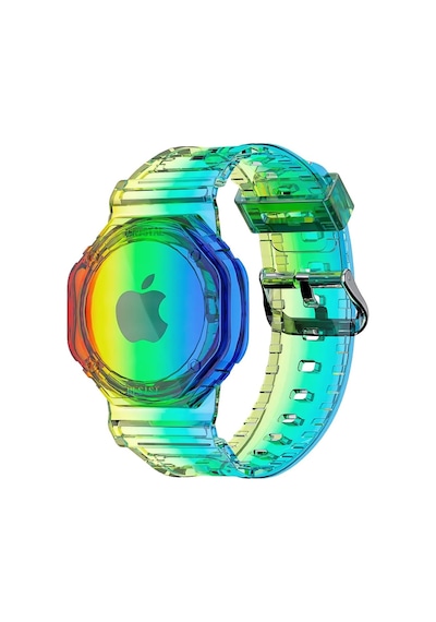 Buff Tagsafe Rainbow Çocuk Bileklik Silikon Airtag Uyumlu Kılıf Saat Hafif
