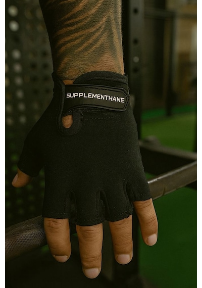 Supplementhane Fitness Ağırlık Body Sporcu Deri Eldiven - Siyah Siyah