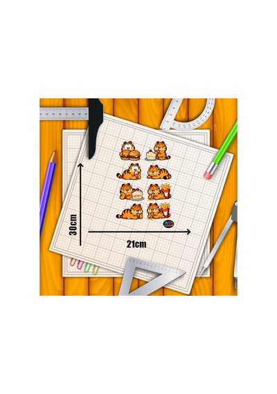 Garfield Lezzet Kaçamağı Sticker Seti 21x30 Cm 8 Adet Yemek Temalı Laptop Ve Defter Çıkartması